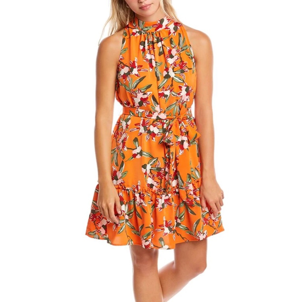 Sam Edelman High Neck A-Line Floral Dress NWT but missing belt